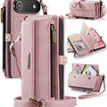 iPhone Air Crossbody Case with Strap, Card Slots & Zipper Pocket [Pink] - Pink