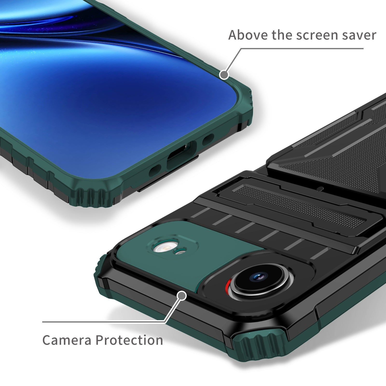 iPhone Air Heavy Duty Kickstand Card Holder Case Shockproof Teal