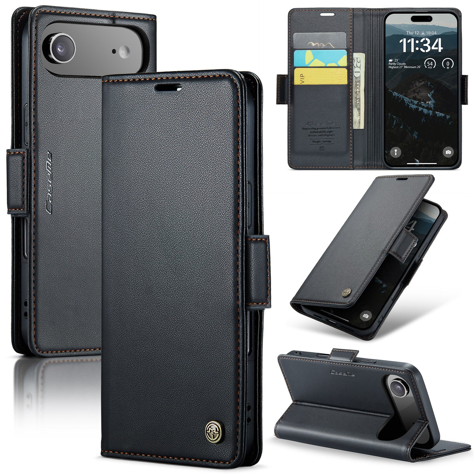 Apple iPhone 17 Air CaseMe Retro Wallet Case [Black]