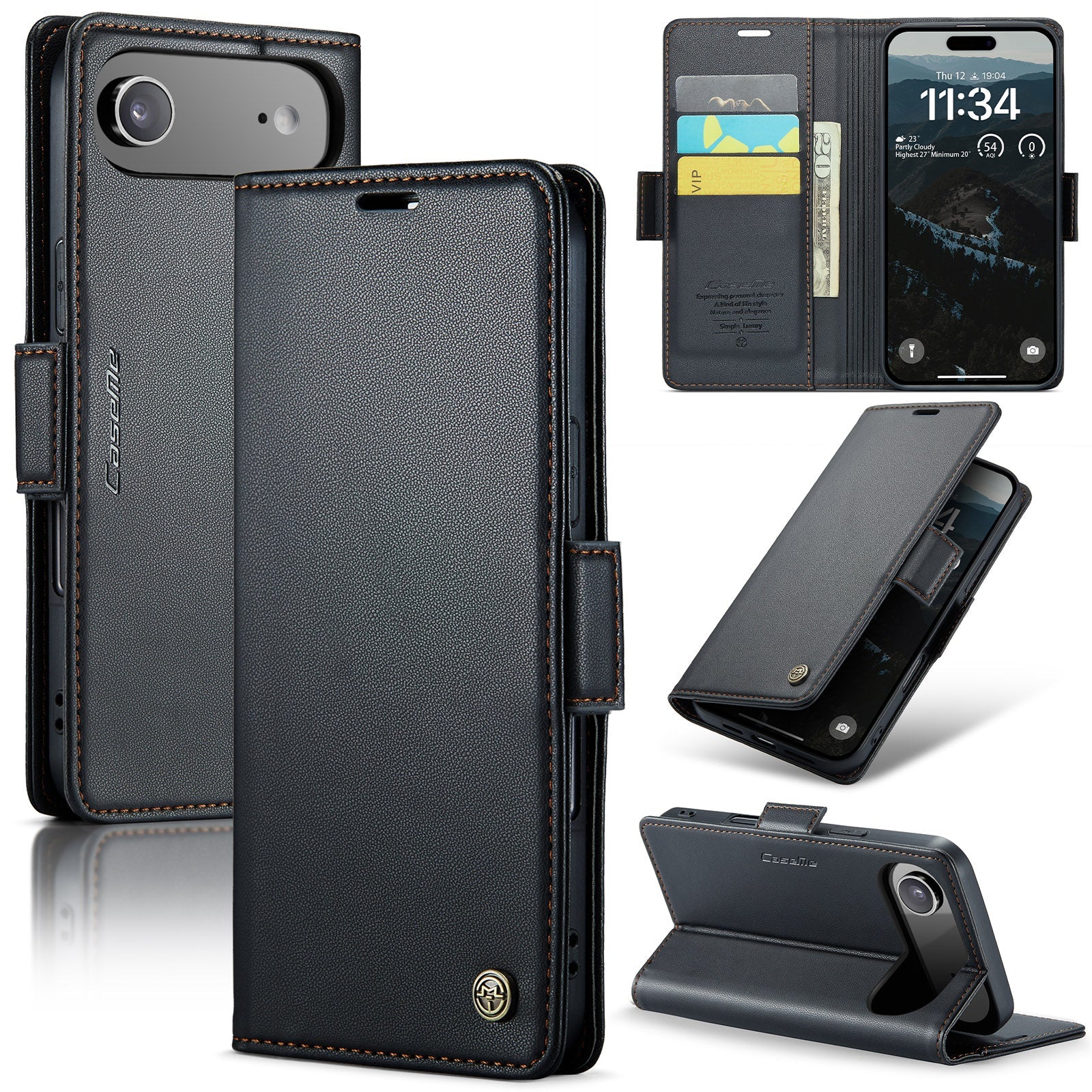 Apple iPhone Air CaseMe Retro Wallet Case [Black]