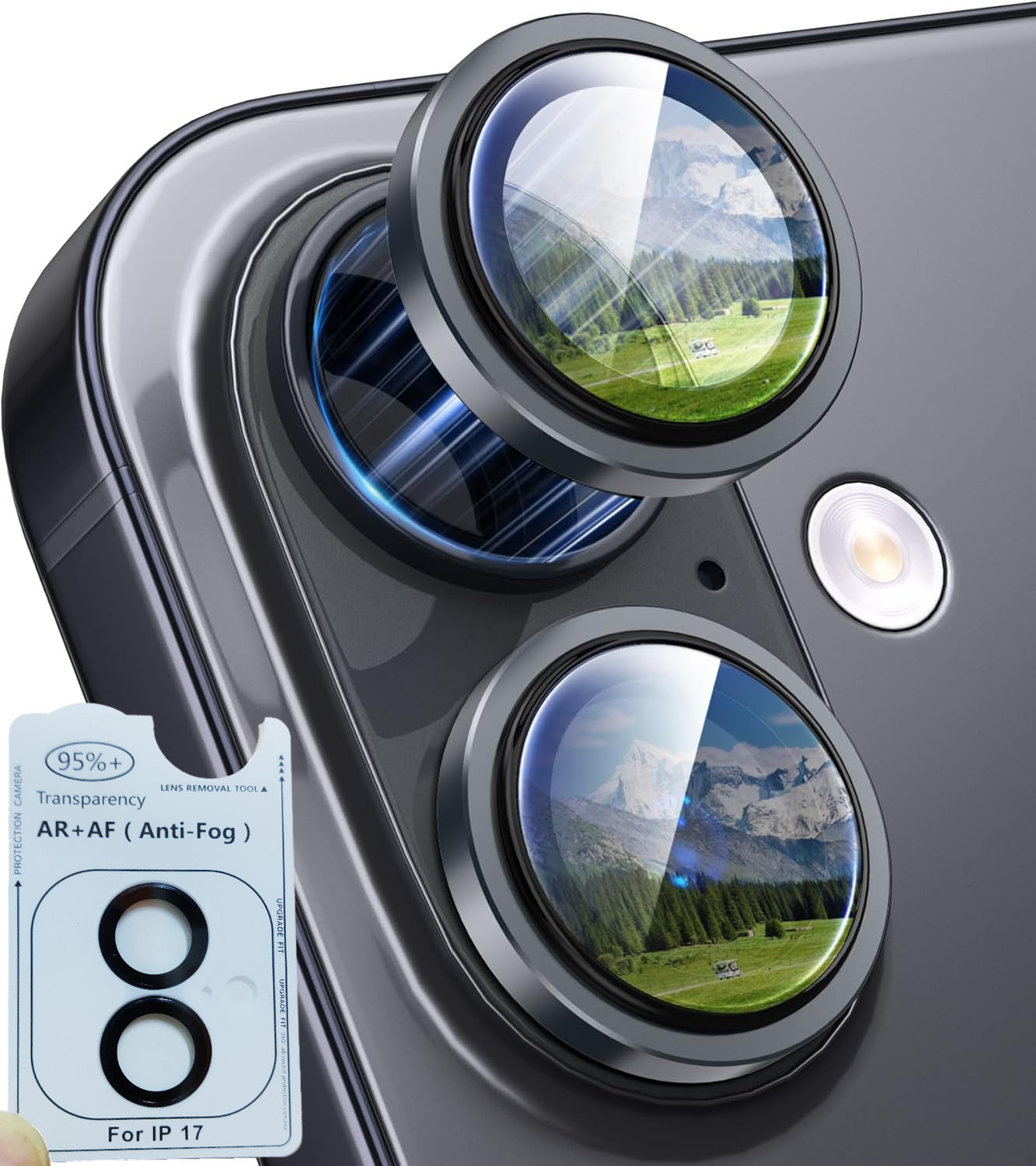 iPhone 17 Eagle Eye AR+AF Camera Lens Protector with Removal Tool [Black]