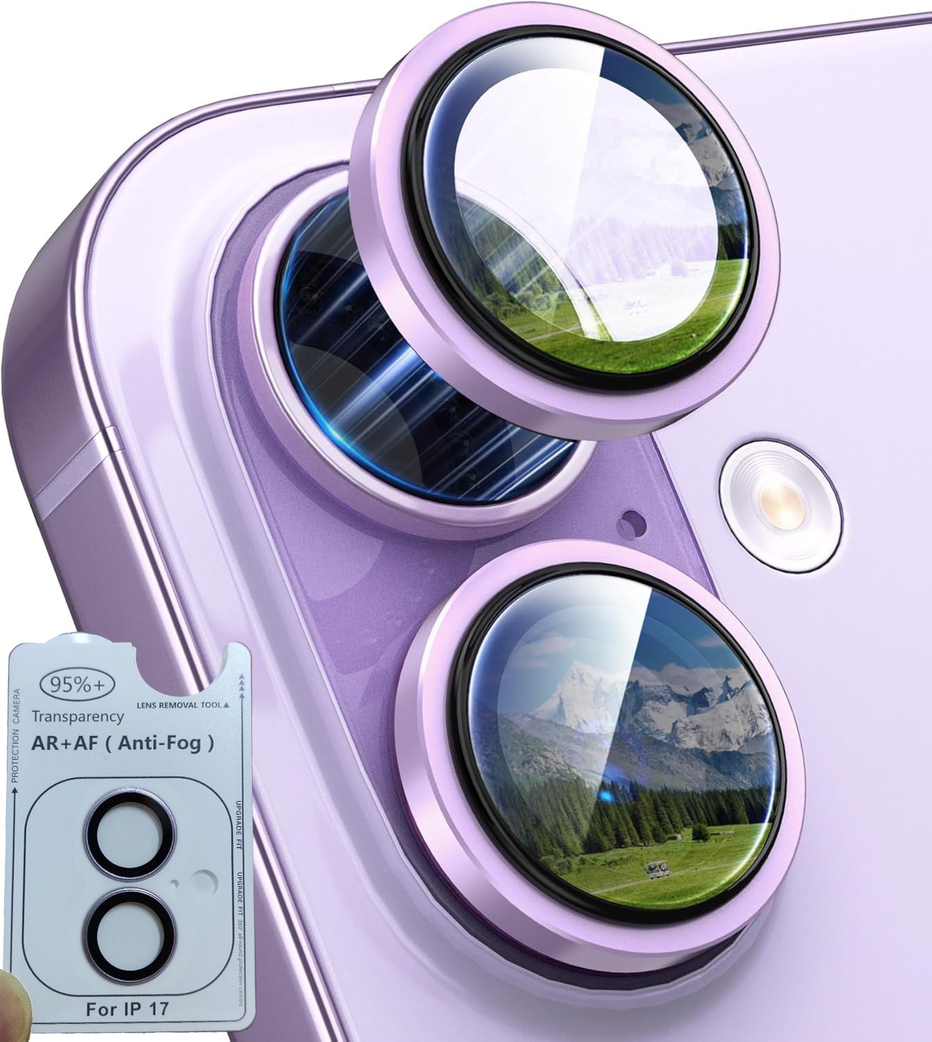 iPhone 17 Eagle Eye AR+AF Camera Lens Protector with Removal Tool [Lavender]