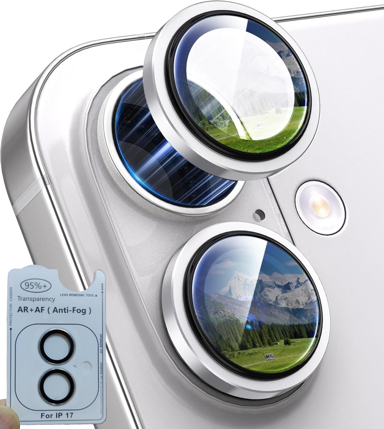 iPhone 17 Eagle Eye AR+AF Camera Lens Protector with Removal Tool [Silver]