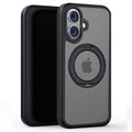 iPhone 17 Clear MagSafe 360° Rotating Ring Stand Case [Black] - Black