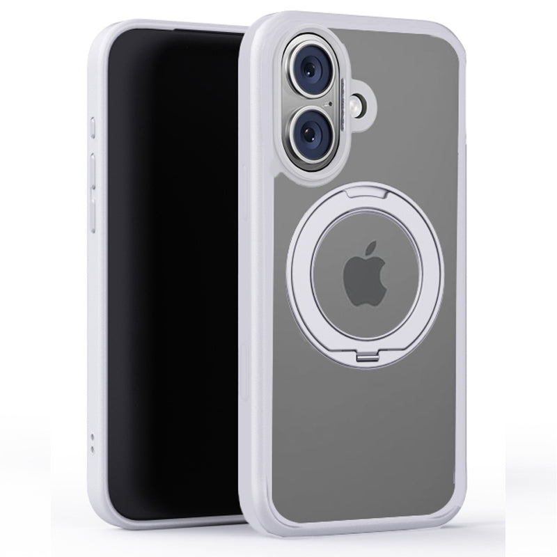 iPhone 17 Clear MagSafe 360° Rotating Ring Stand Case [White]