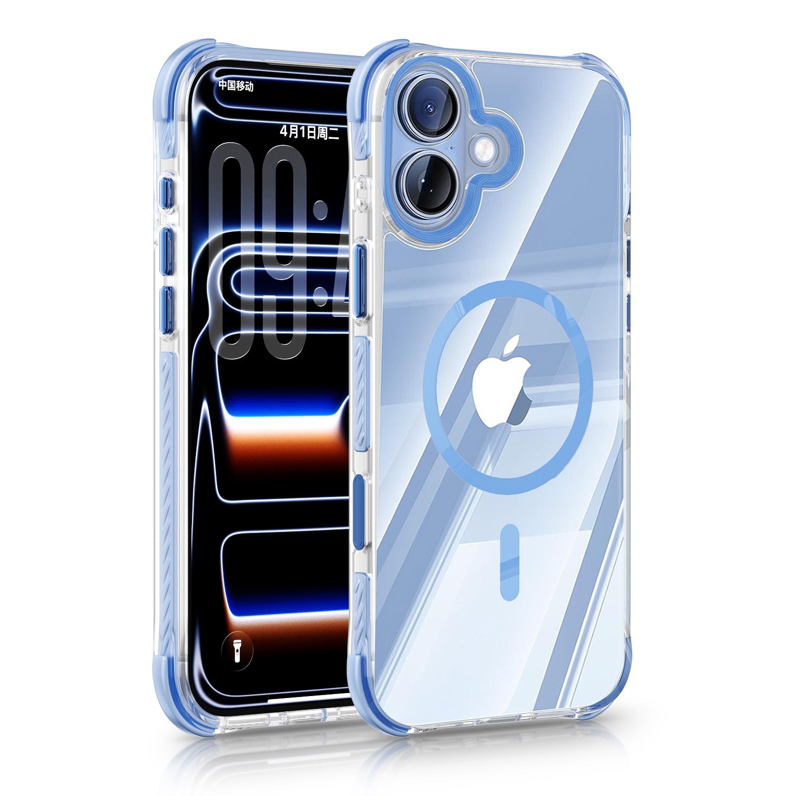 iPhone 17 CrystalGuard MagSafe Clear Shockproof Bumper Case [Sky Blue]
