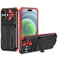 iPhone 17 Heavy Duty Kickstand Card Holder Case Shockproof Red - Red