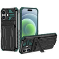 iPhone 17 Heavy Duty Kickstand Card Holder Case Shockproof Teal - Teal