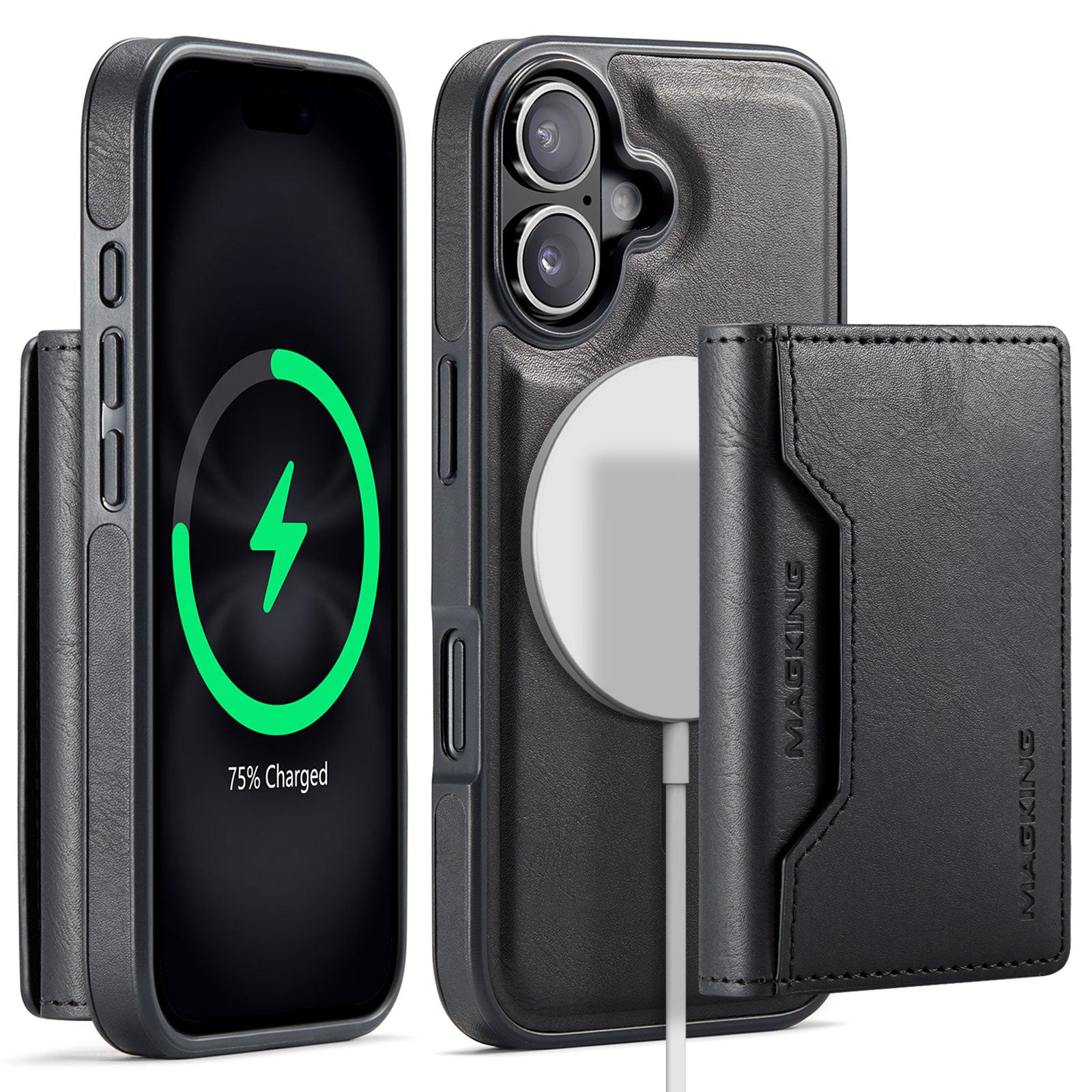 iPhone 17 DG.Ming MagSafe Wallet Case [Black]