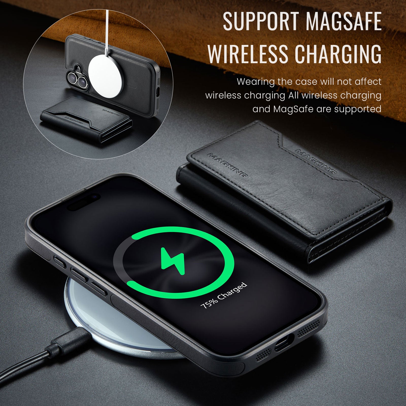 iPhone 17 DG.Ming MagSafe Wallet Case [Black]