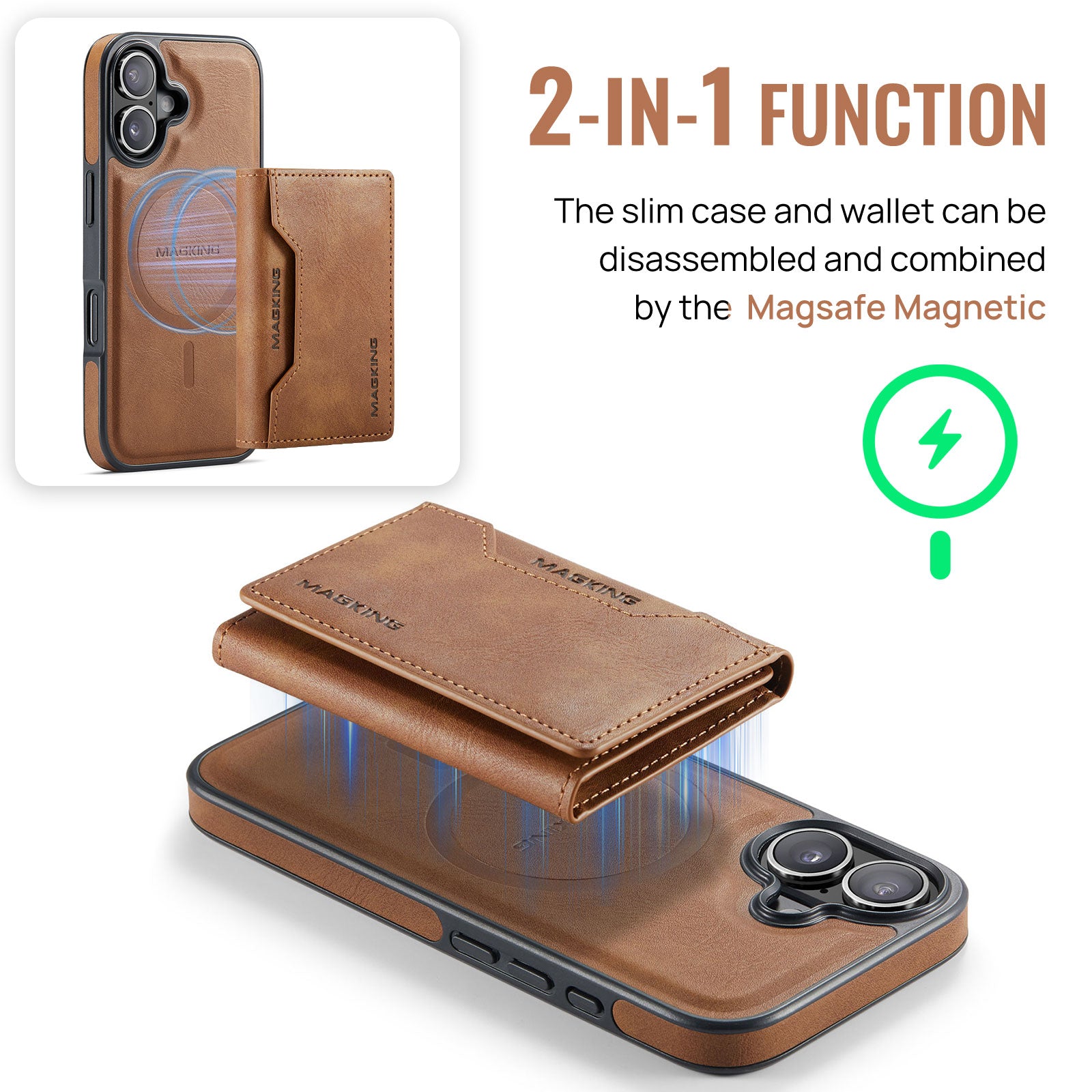 iPhone 17 DG.Ming MagSafe Wallet Case [Brown]