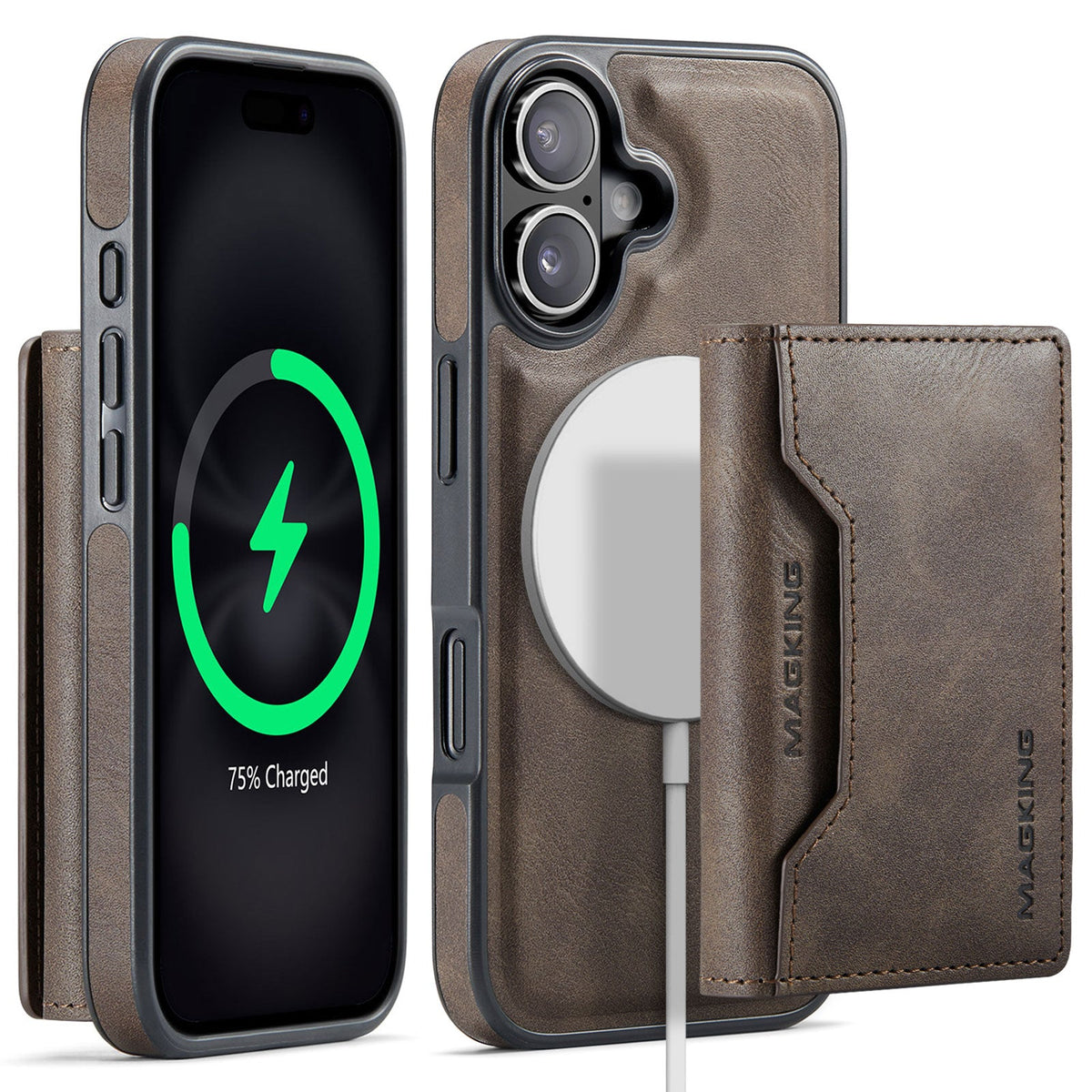 iPhone 17 DG.Ming MagSafe Wallet Case [Coffee]