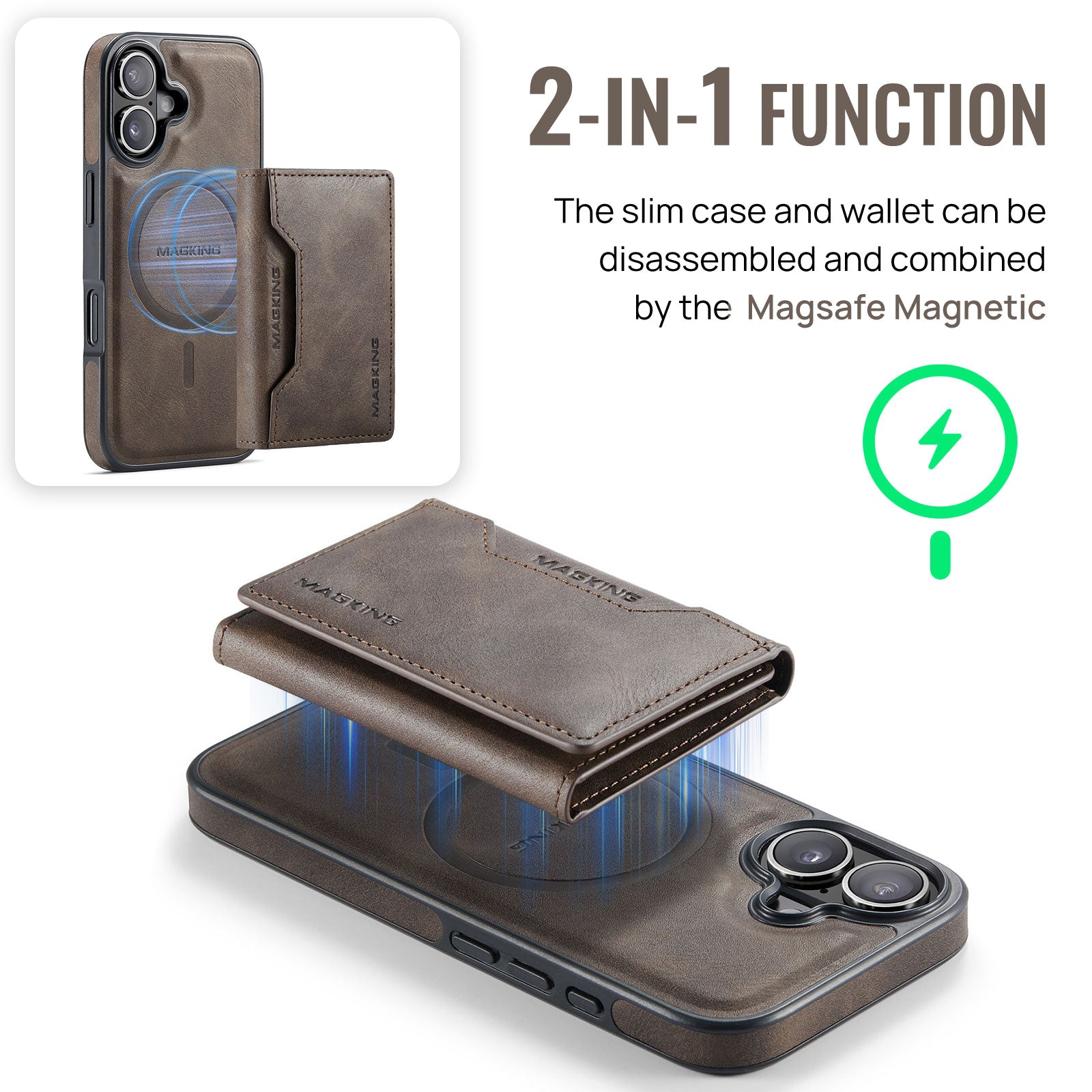 iPhone 17 DG.Ming MagSafe Wallet Case [Coffee]