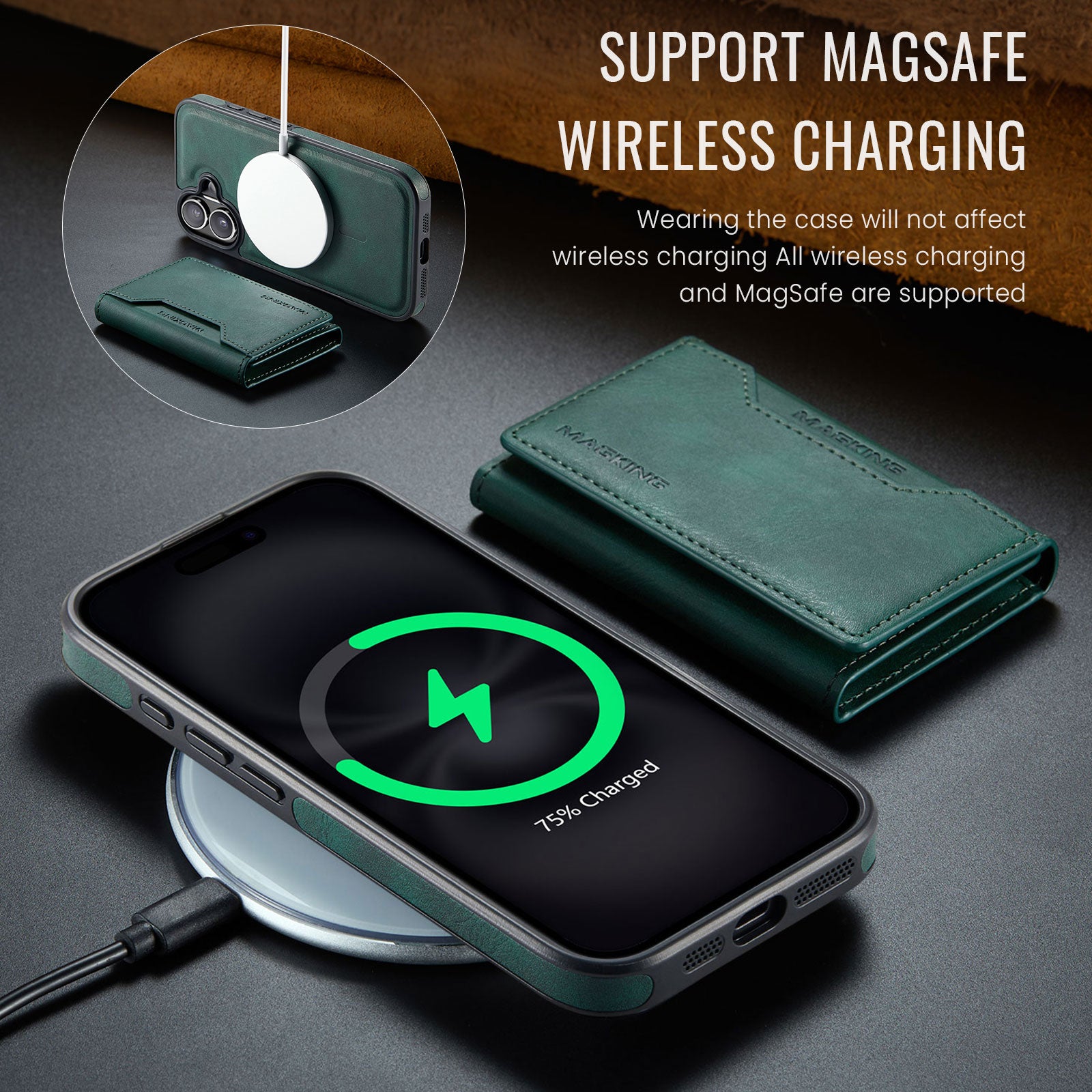 iPhone 17 DG.Ming MagSafe Wallet Case [Green]