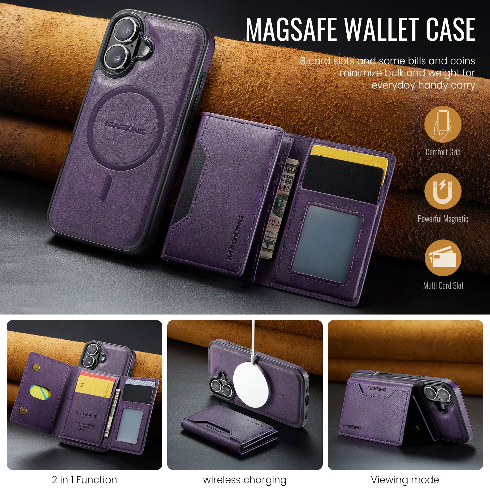 iPhone 17 DG.Ming MagSafe Wallet Case [Purple]