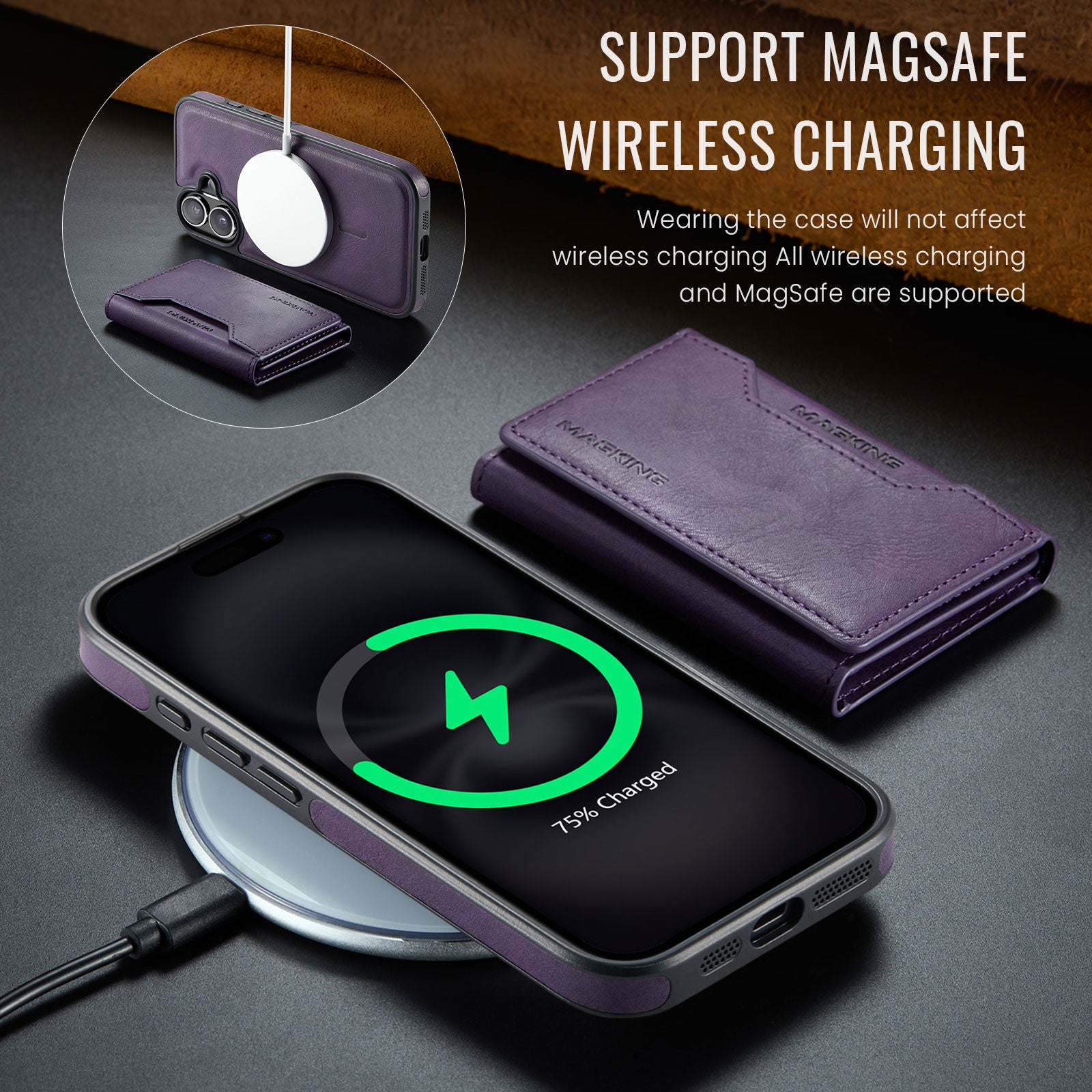 iPhone 17 DG.Ming MagSafe Wallet Case [Purple]
