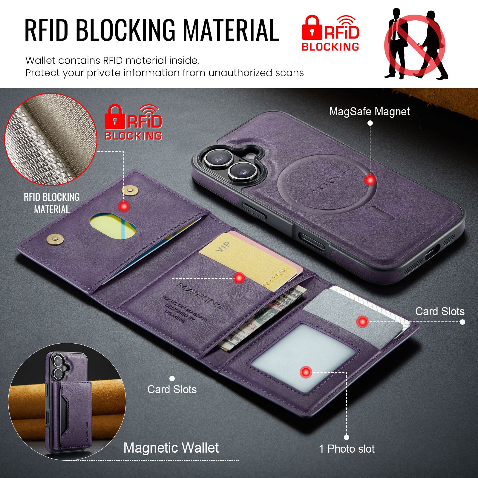 iPhone 17 DG.Ming MagSafe Wallet Case [Purple]