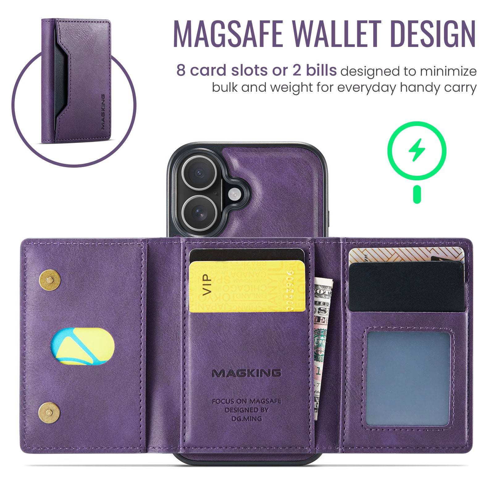 iPhone 17 DG.Ming MagSafe Wallet Case [Purple]