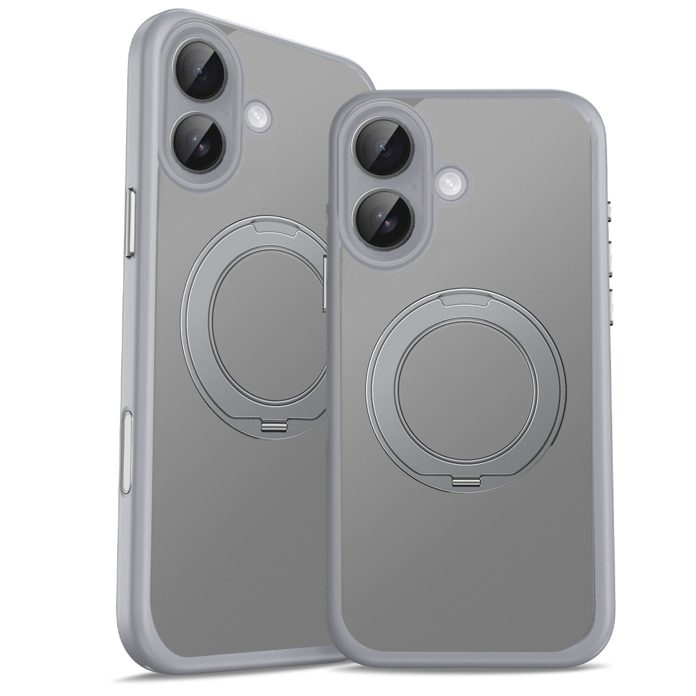 iPhone 17 Premium Matte MagSafe 360° Rotating Ring Stand Case [Grey]