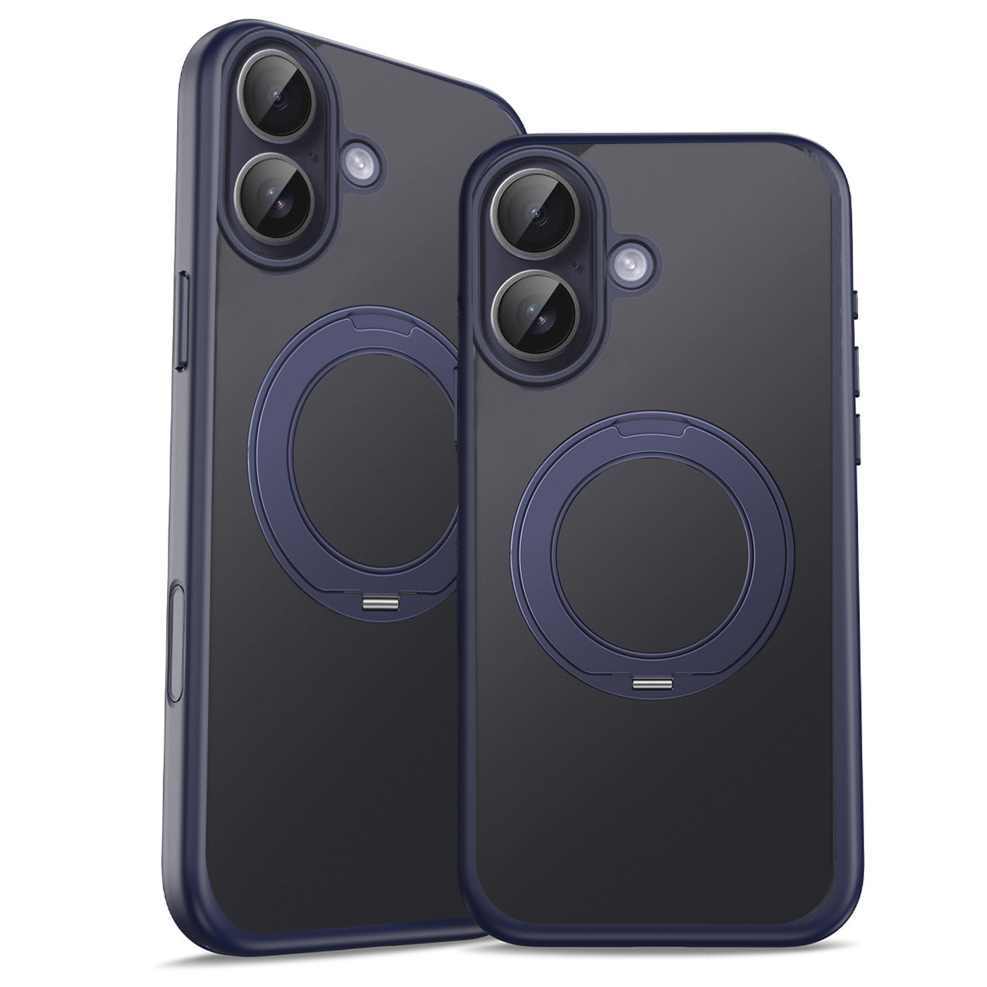 iPhone 17 Premium Matte MagSafe 360° Rotating Ring Stand Case [Midnight Blue]
