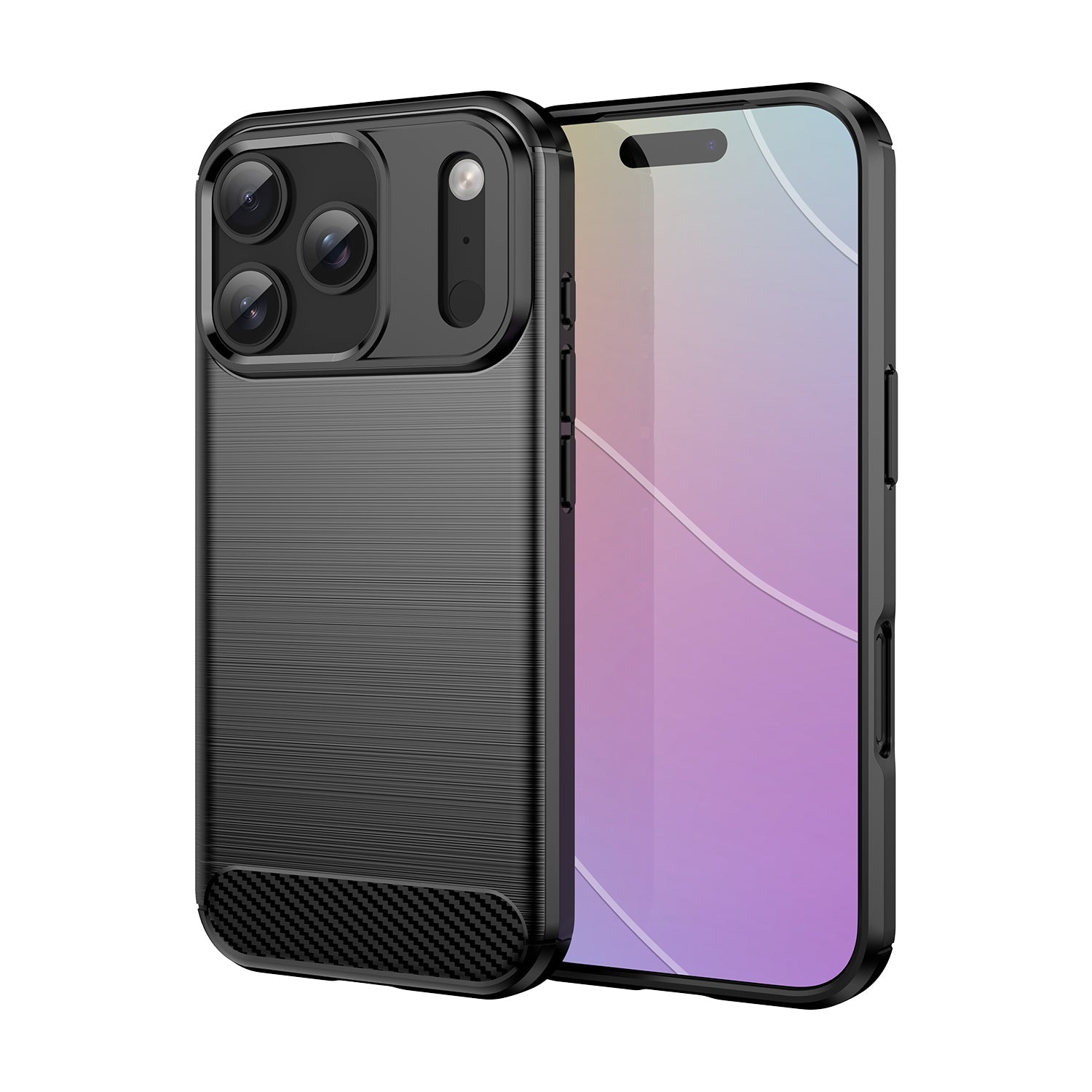 iPhone 18 Pro / 17 Pro Carbon Fibre TPU Case Slim Shockproof Cover Black