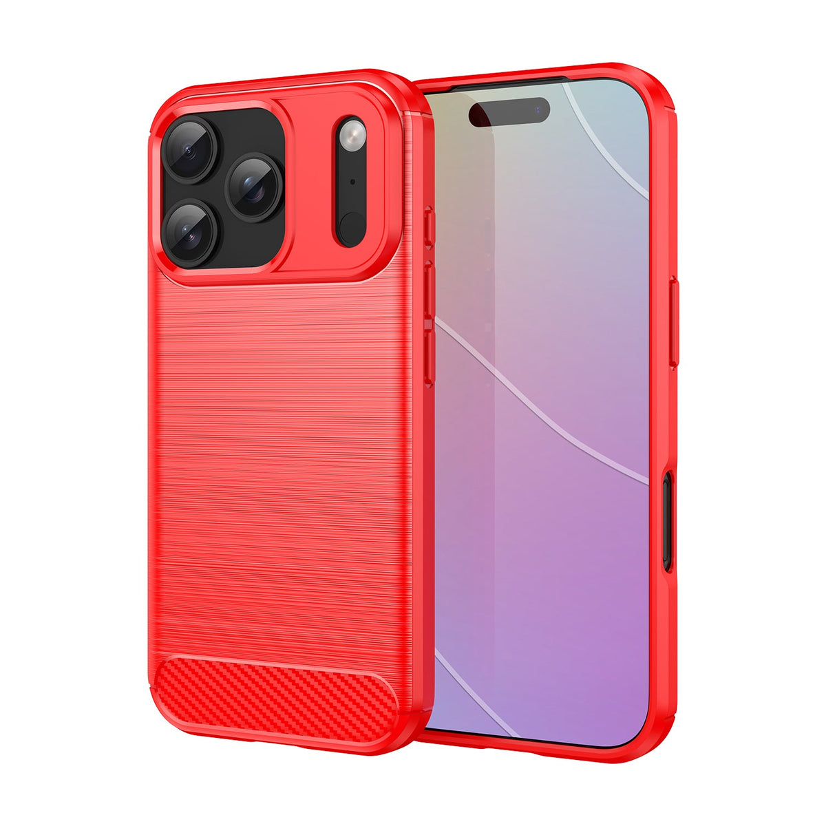 iPhone 18 Pro / 17 Pro Carbon Fibre TPU Case Slim Shockproof Cover Red