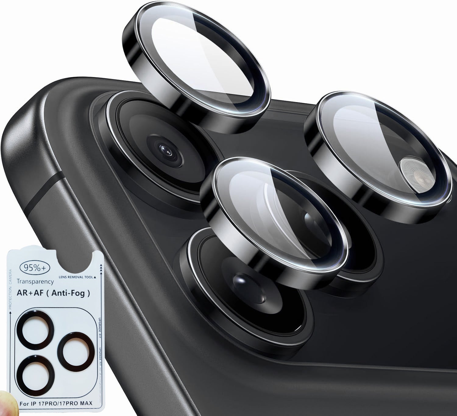 iPhone 17 Pro / Pro Max Eagle Eye AR+AF Camera Lens Protector with Removal Tool [Black]