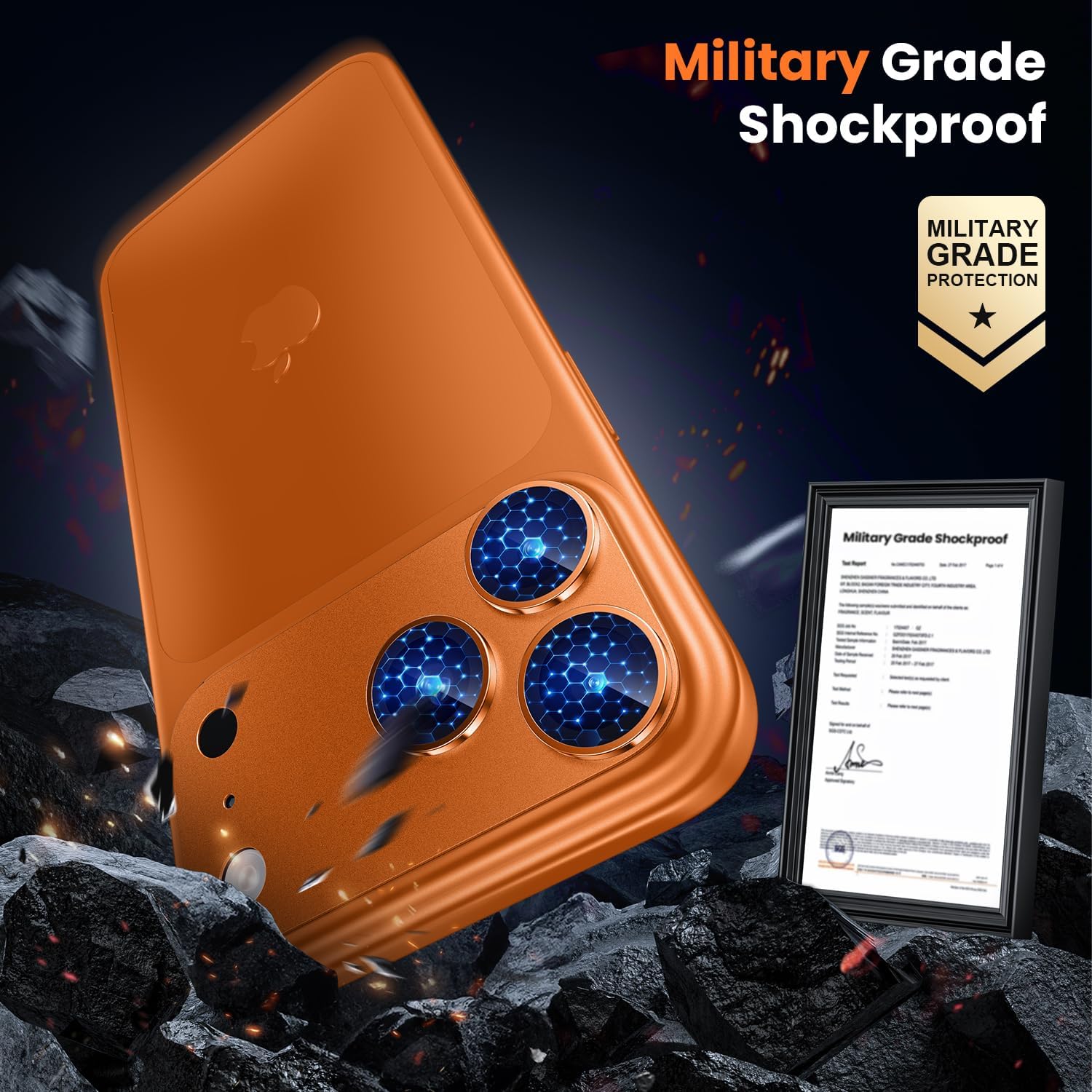 iPhone 17 Pro Max AR+AF Matte Alloy Camera Island Lens Protector [Orange]