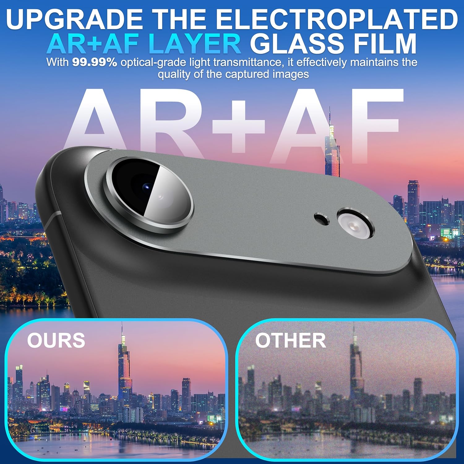 iPhone 17 Pro AR+AF Matte Alloy Camera Island Lens Protector [Orange]