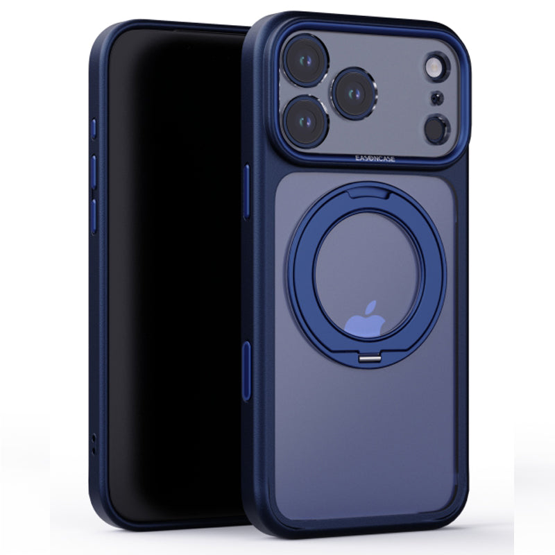 iPhone 17 Pro Clear MagSafe 360° Rotating Ring Stand Case [Navy]