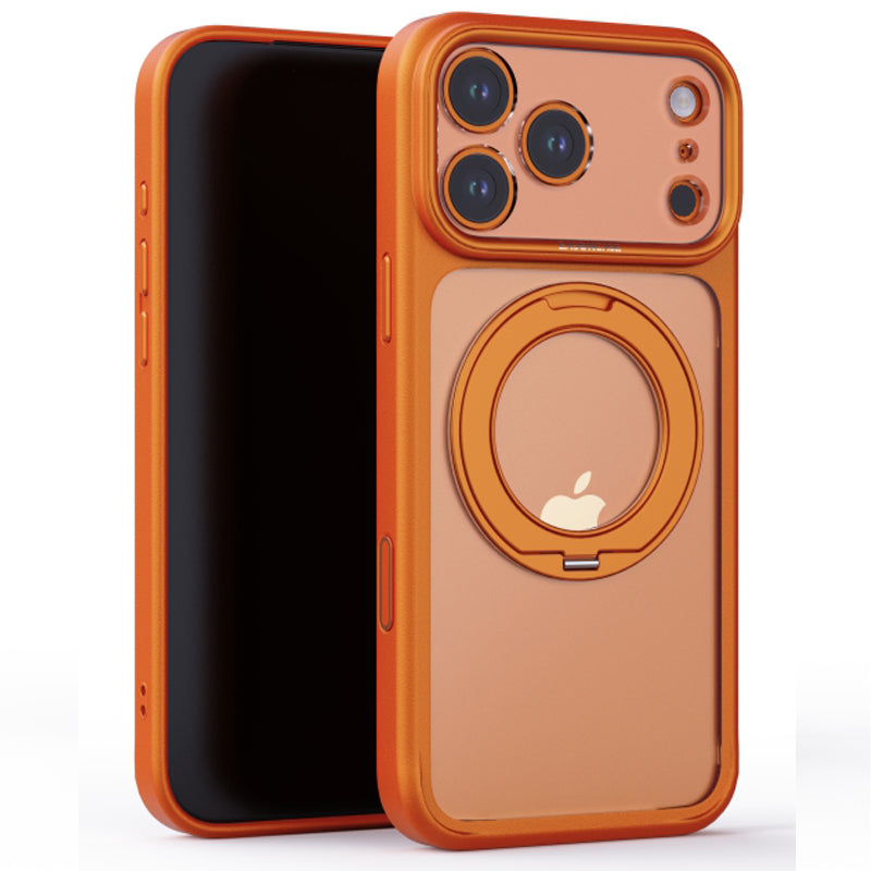 iPhone 17 Pro Max Clear MagSafe 360° Rotating Ring Stand Case [Orange]