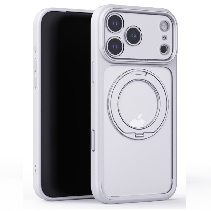 iPhone 17 Pro Clear MagSafe 360° Rotating Ring Stand Case [White]