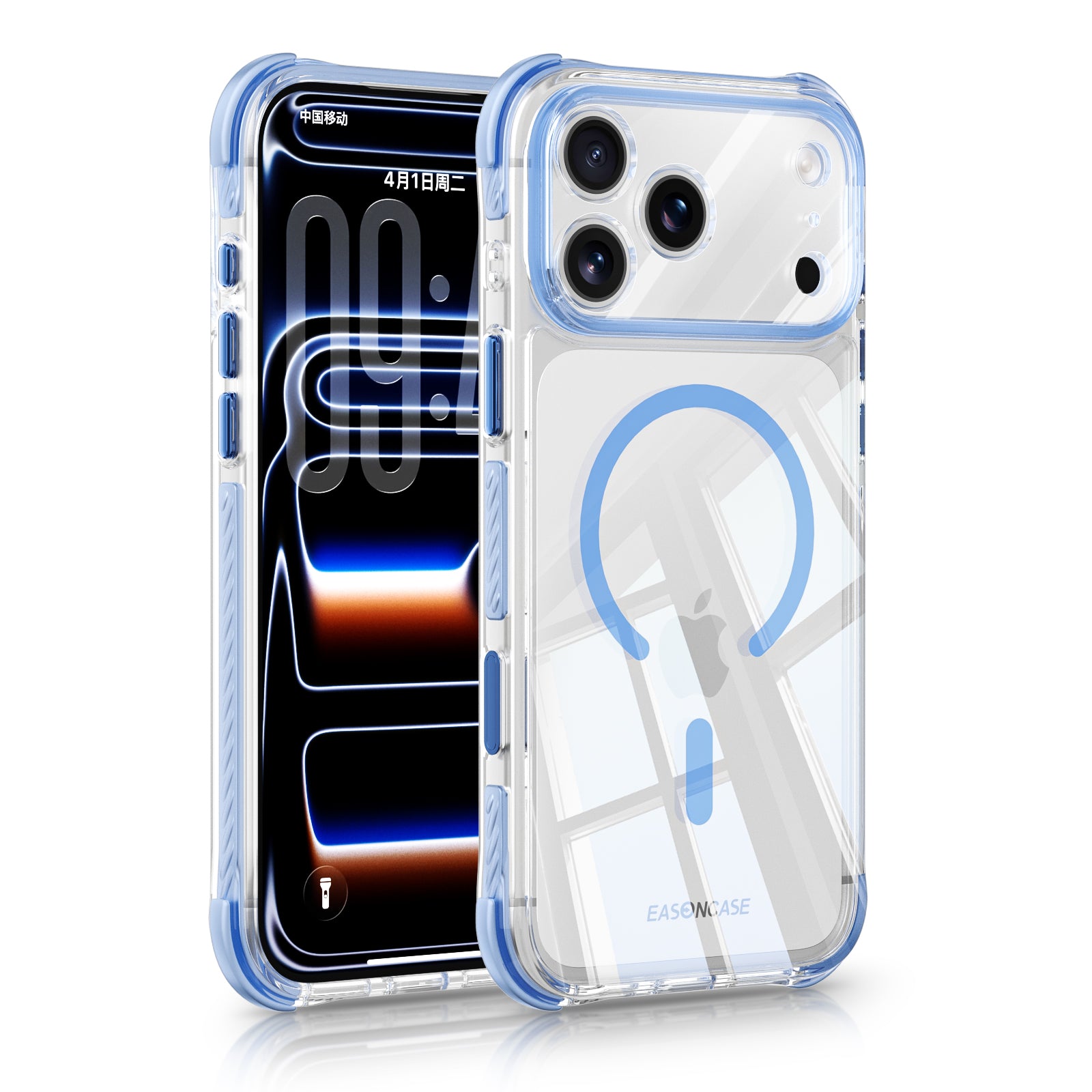 iPhone 17 Pro CrystalGuard MagSafe Clear Shockproof Bumper Case [Sky Blue]