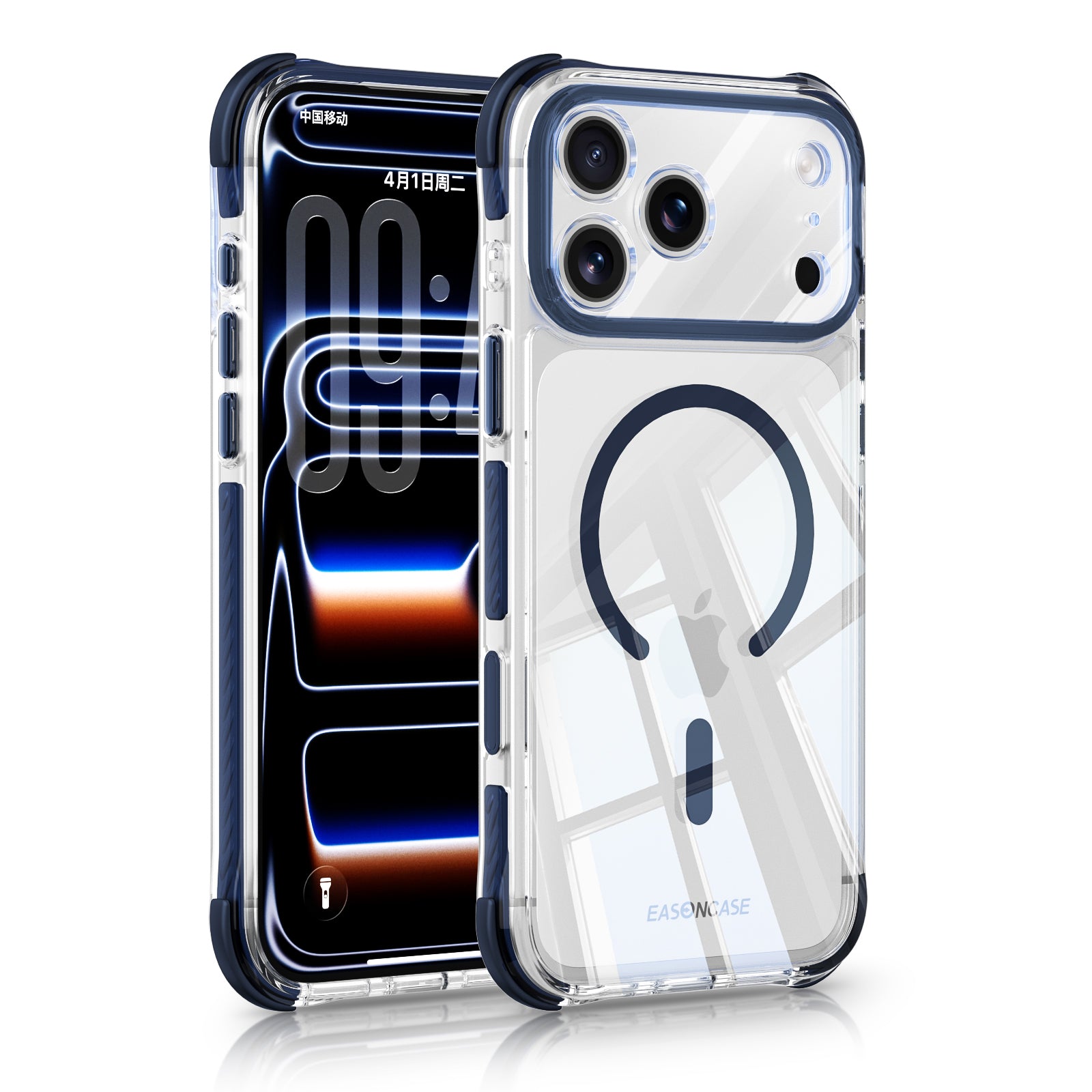 iPhone 17 Pro CrystalGuard MagSafe Clear Shockproof Bumper Case [Midnight Blue]