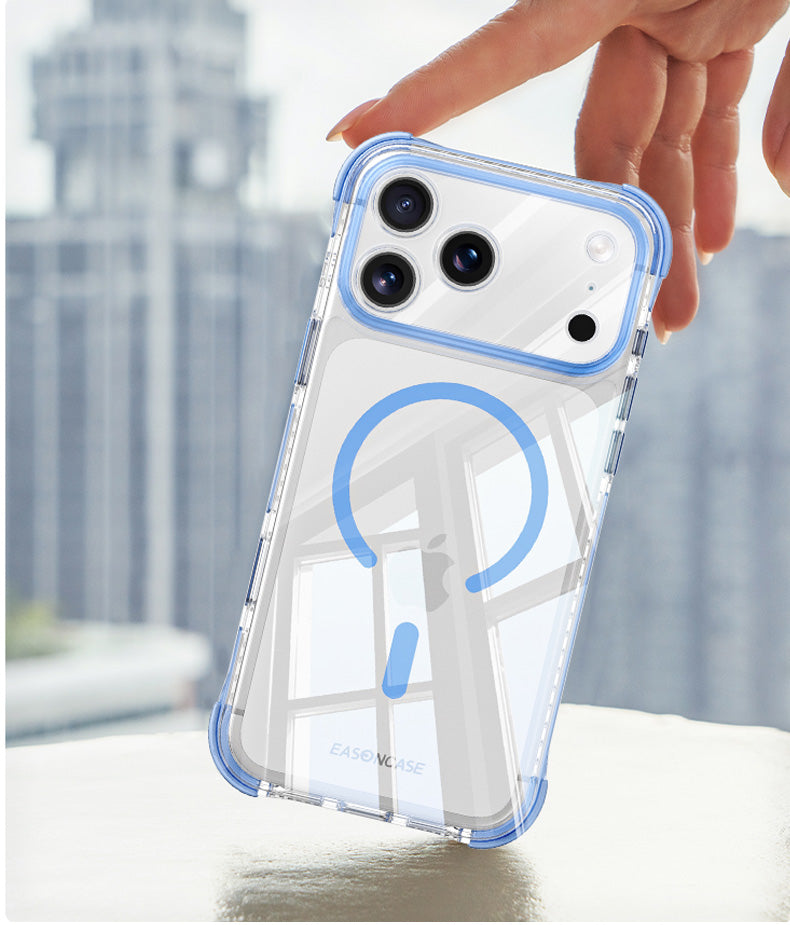 iPhone 18 Pro CrystalGuard MagSafe Clear Shockproof Bumper Case [Burgundy]
