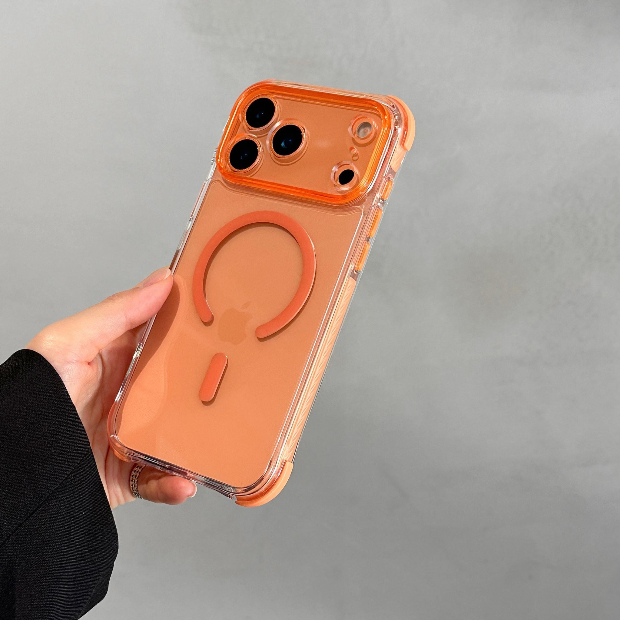 iPhone 17 Pro CrystalGuard MagSafe Clear Shockproof Bumper Case [Orange]