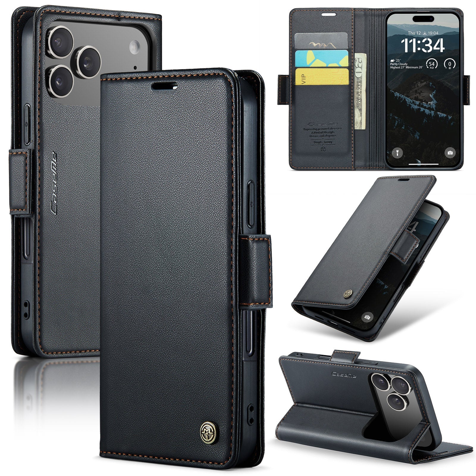 Apple iPhone 17 Pro CaseMe Retro Wallet Case [Black]