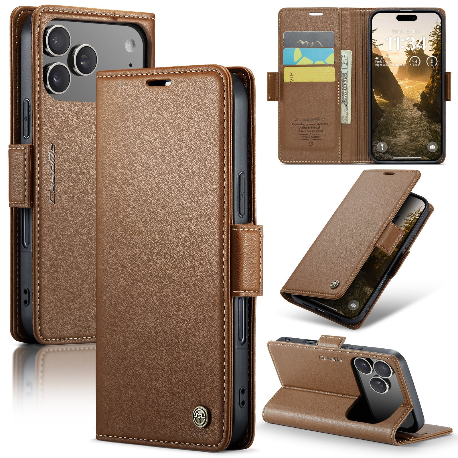 Apple iPhone 17 Pro CaseMe Retro Wallet Case [Brown]