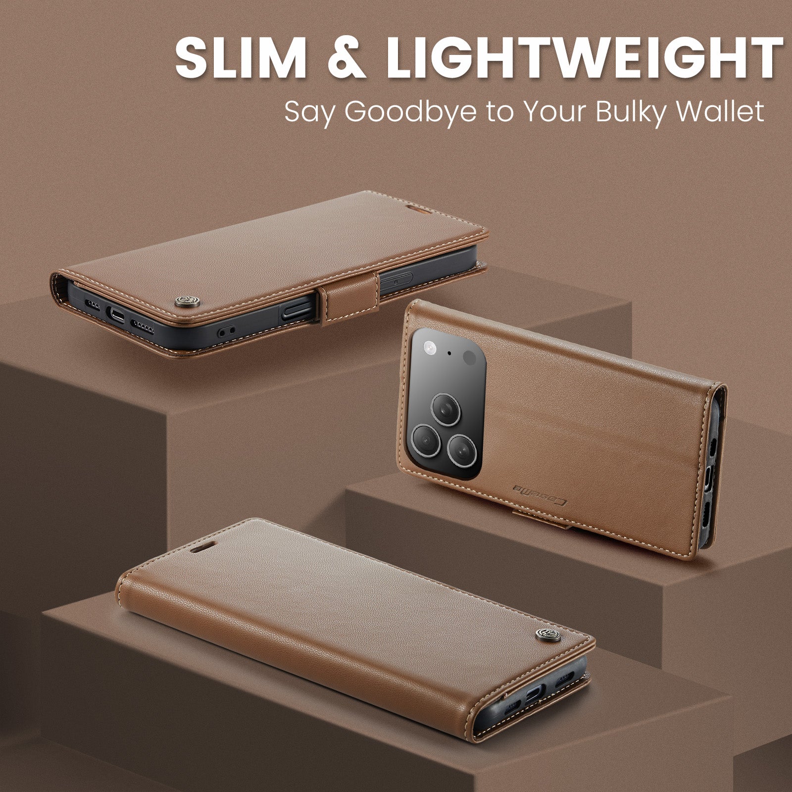 Apple iPhone 17 Pro Max CaseMe Retro Wallet Case [Brown]