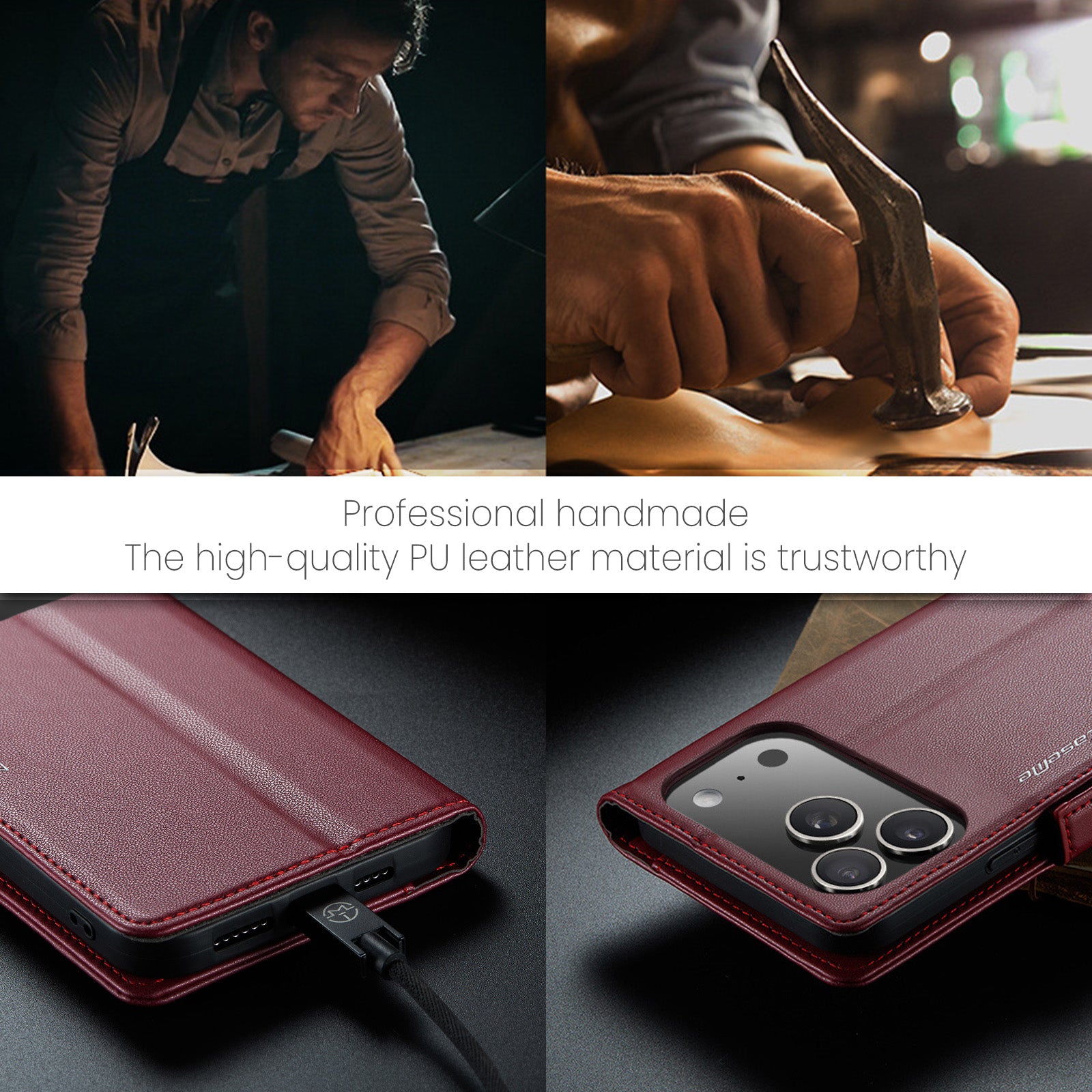 Apple iPhone 17 Pro CaseMe Retro Wallet Case [Maroon]