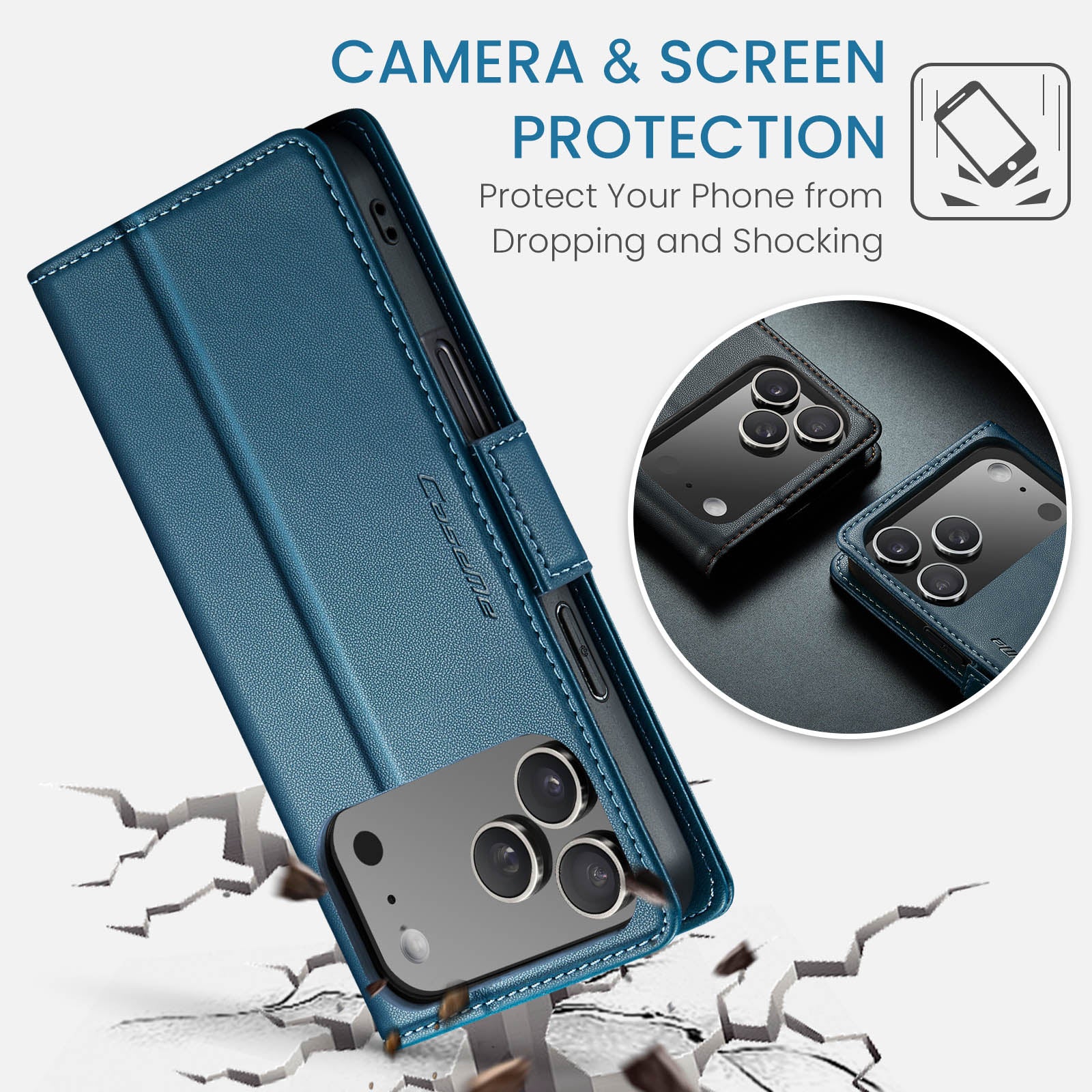 Apple iPhone 17 Pro CaseMe Retro Wallet Case [Navy]