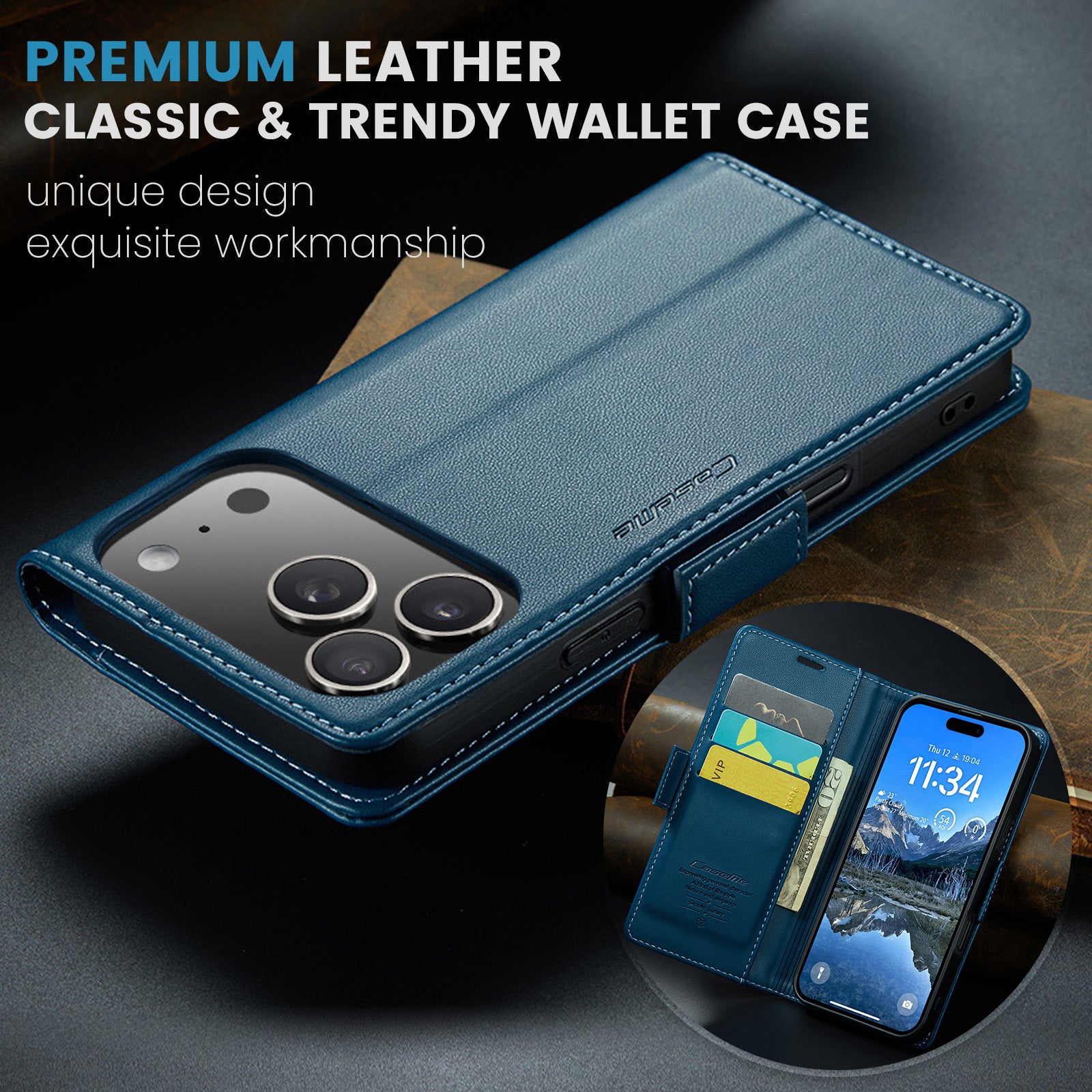 Apple iPhone 17 Pro CaseMe Retro Wallet Case [Navy]