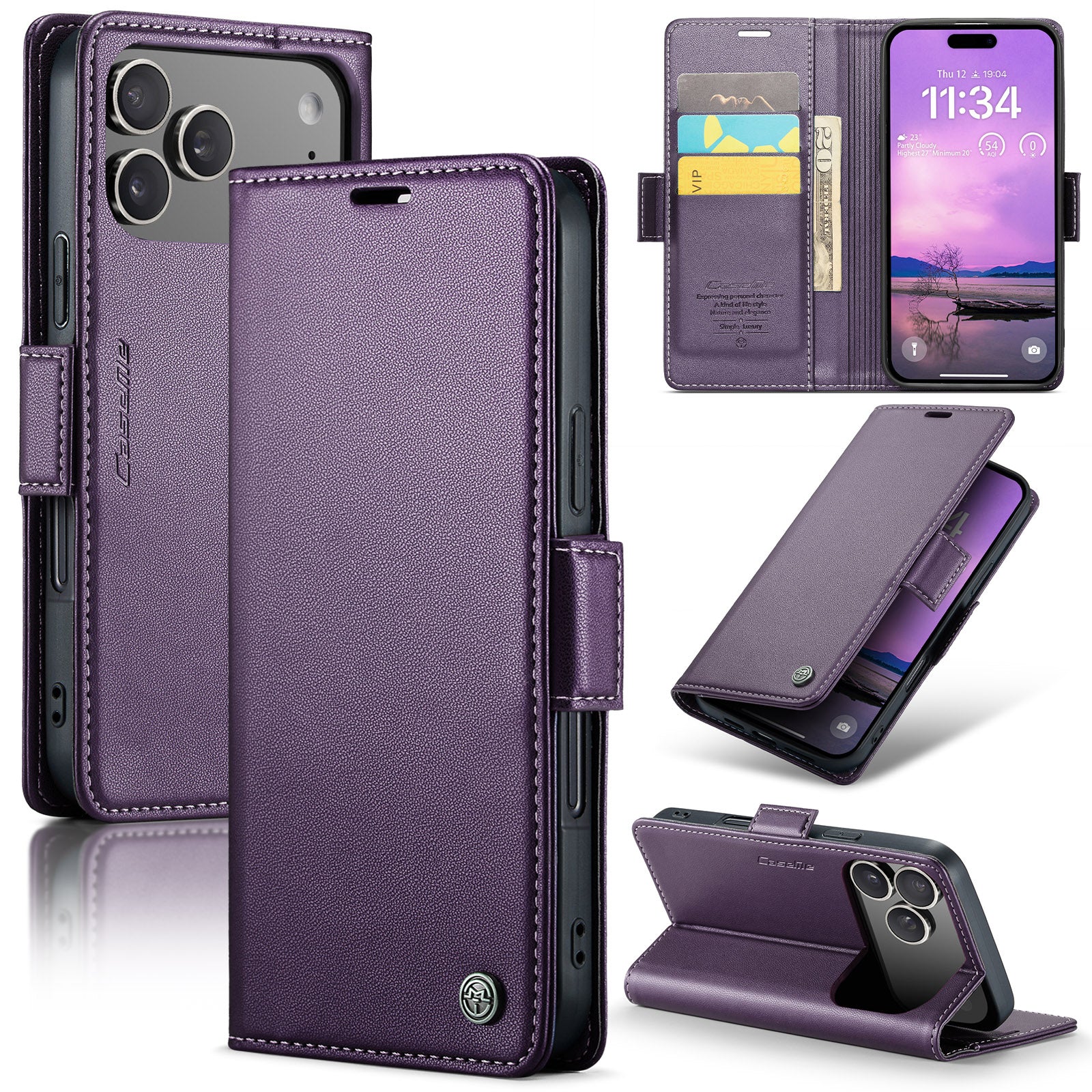 Apple iPhone 17 Pro CaseMe Retro Wallet Case [Purple]