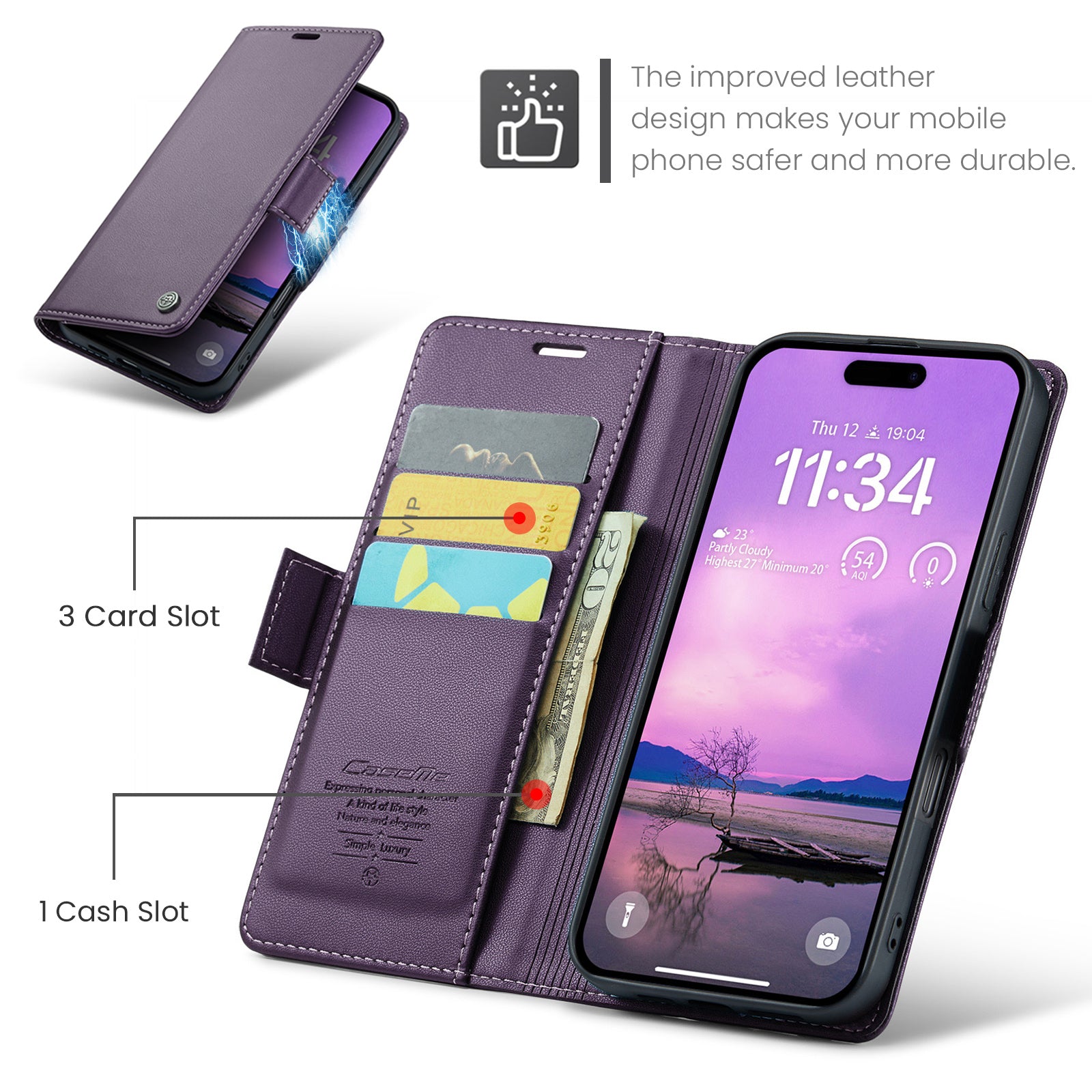 Apple iPhone 17 Pro CaseMe Retro Wallet Case [Purple]