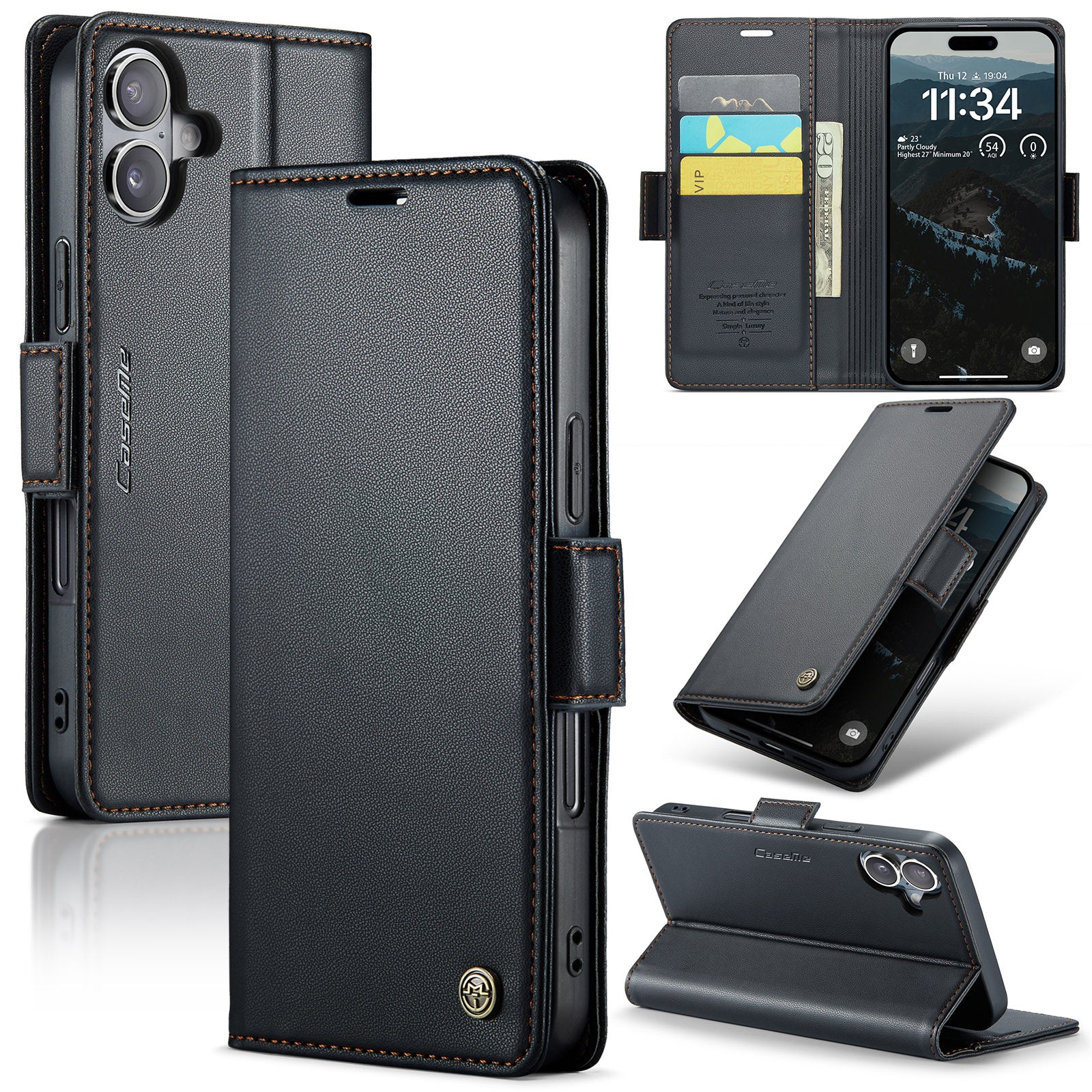 Apple iPhone 17 CaseMe Retro Wallet Case [Black]