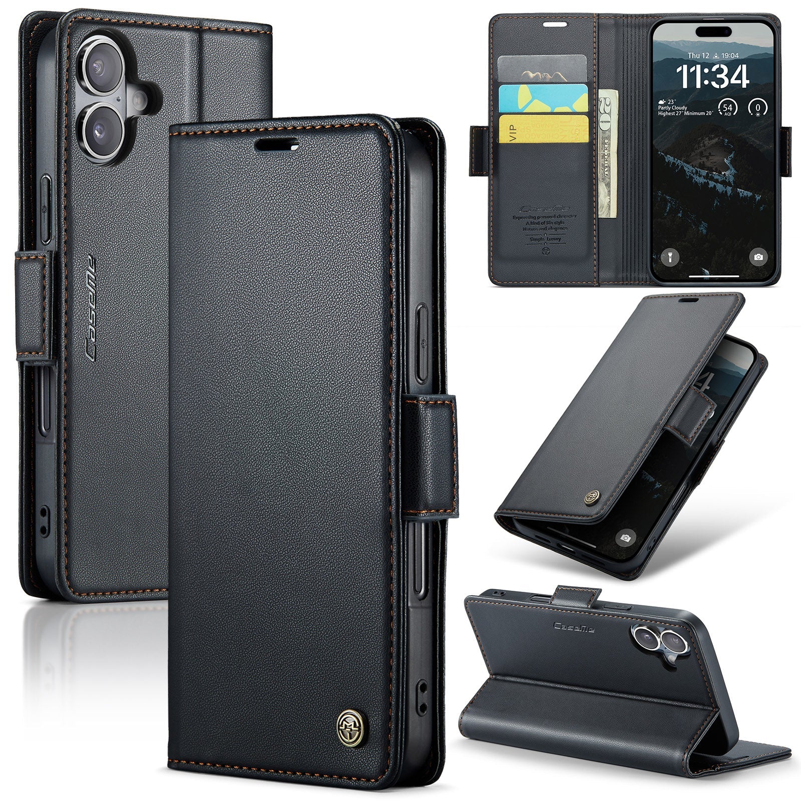 Apple iPhone 17 CaseMe Retro Wallet Case [Black]