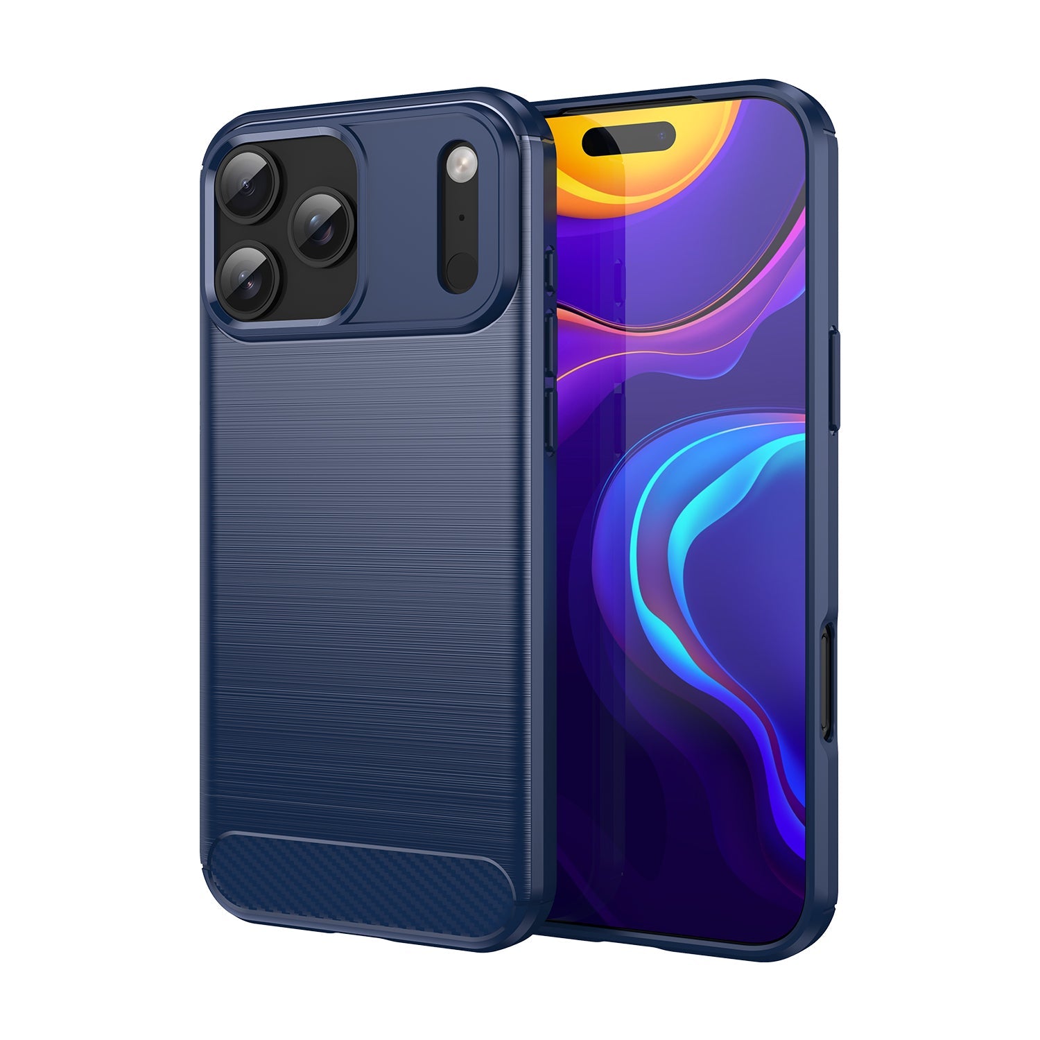 iPhone 18 Pro Max / 17 Pro Max Carbon Fibre TPU Case Slim Shockproof Cover Navy