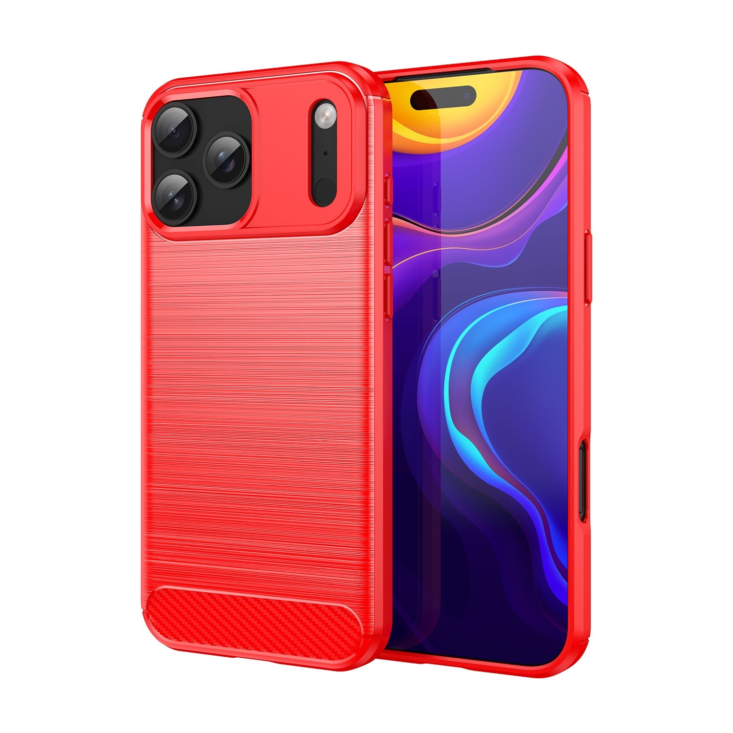iPhone 18 Pro Max / 17 Pro Max Carbon Fibre TPU Case Slim Shockproof Cover Red