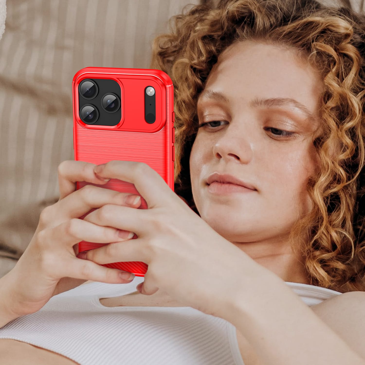 Apple iPhone 17 Pro Max Carbon Fibre Brushed Case [Red]