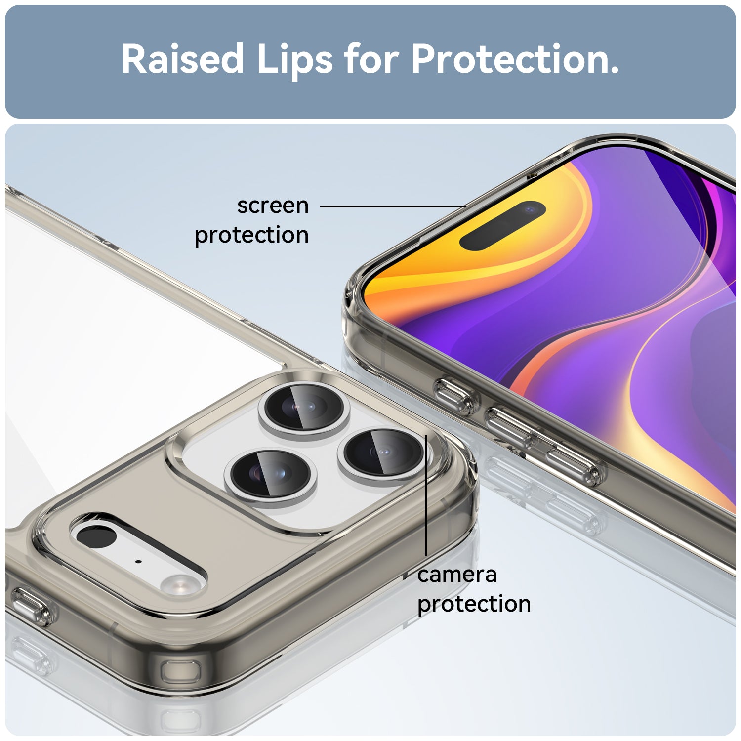 Apple iPhone 17 Pro Max Soft TPU Bumper Case [Clear Grey]